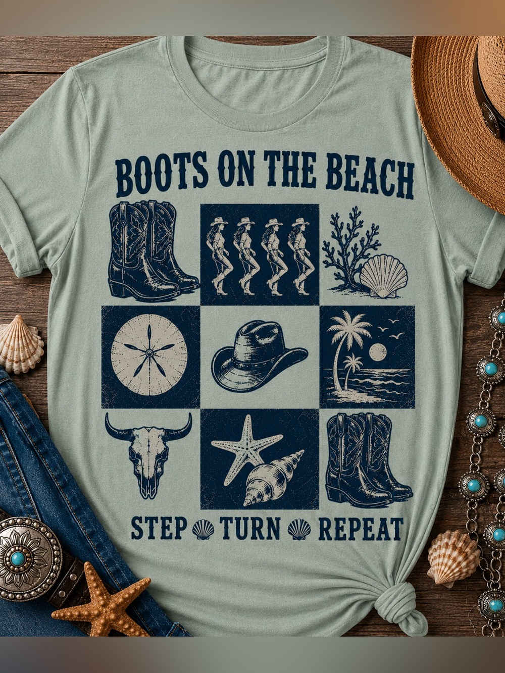 Boots on the Beach Line Dancing T-Shirt.